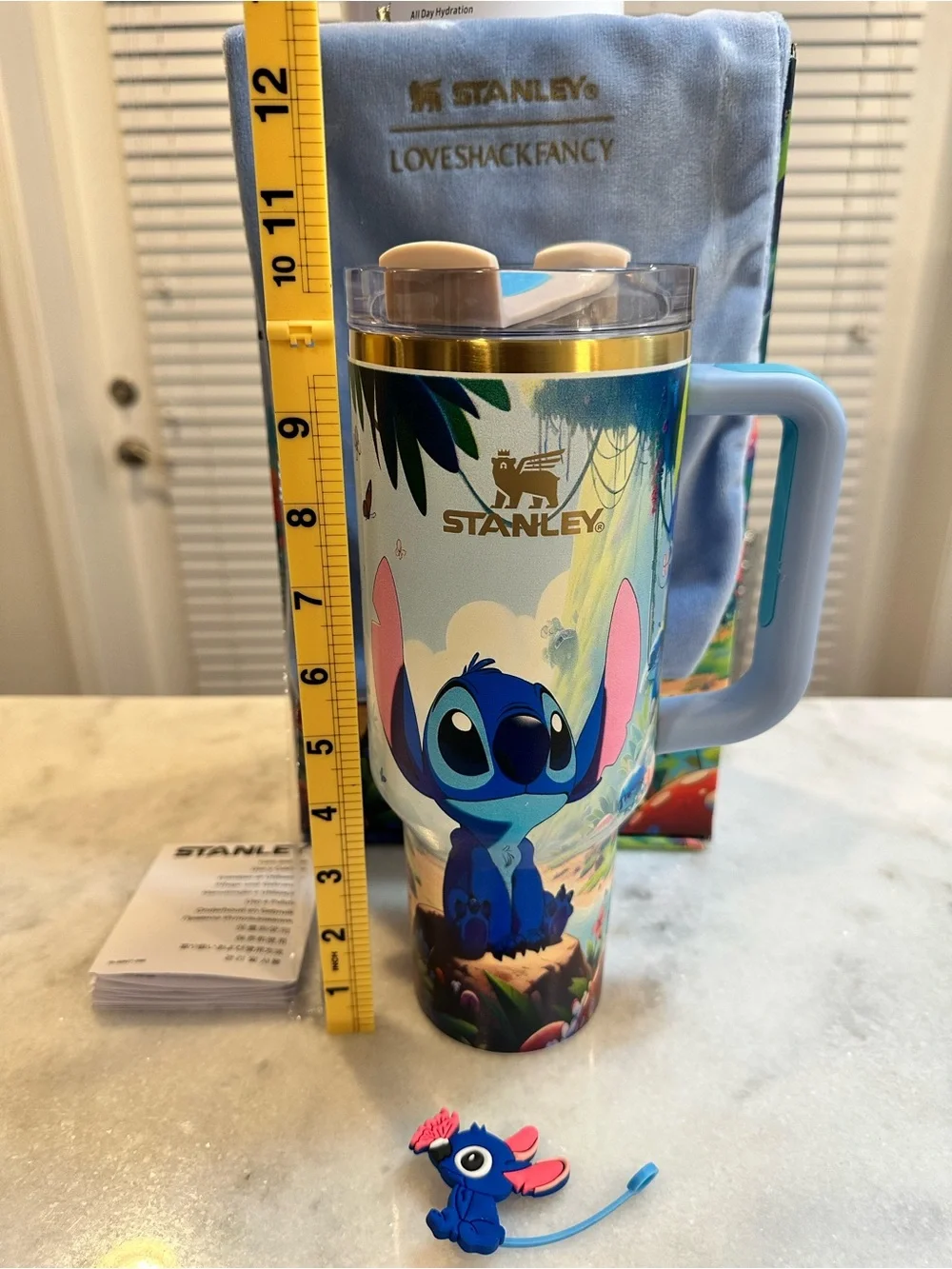 Stanley Unique Light Blue and Gold Lilo & Stitch Insulated Travel 40oz Tumbler - Picture 11 of 16